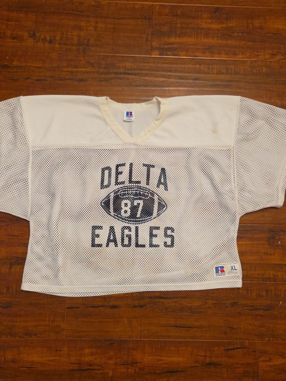 Russell Athletic Cream Mesh 'Delta Eagles 87' Football Jersey - XL